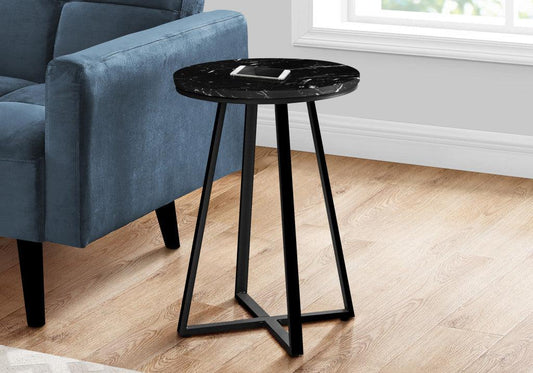 22" Black Round End Table - FurniFindUSA