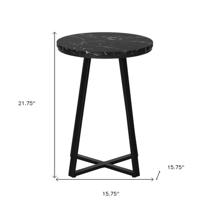 22" Black Round End Table