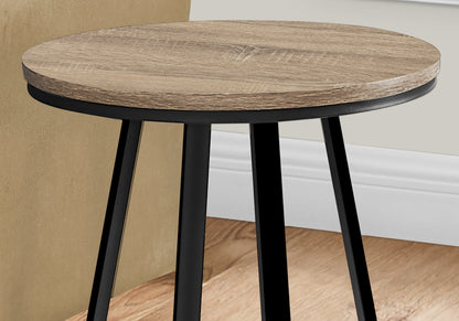 22" Black And Deep Taupe Round End Table