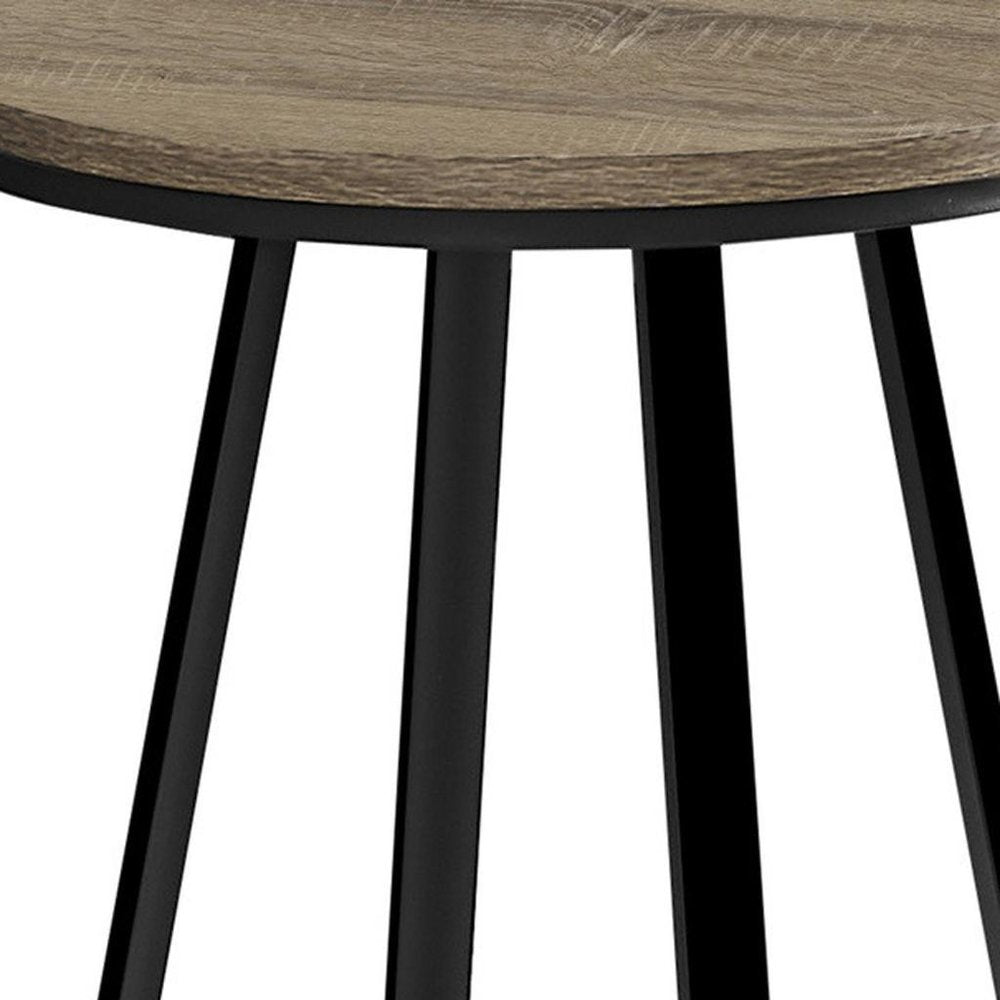 22" Black And Deep Taupe Round End Table HomeRoots