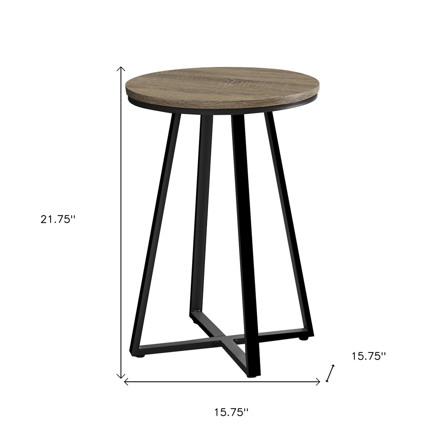 22" Black And Deep Taupe Round End Table