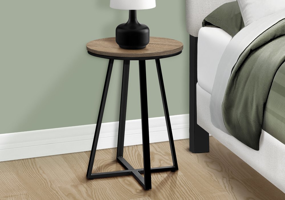 22" Black And Deep Taupe Round End Table HomeRoots