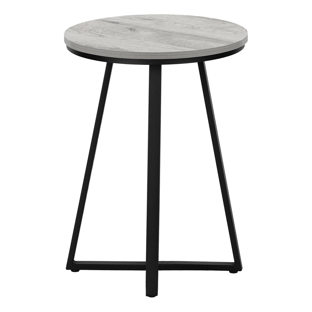 22" Gray And Black Wood And Iron Round Cross Legs End Table — view 9