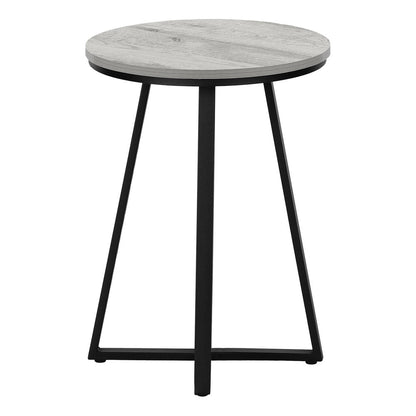 22" Gray And Black Wood And Iron Round Cross Legs End Table