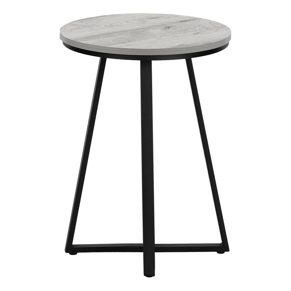 22" Gray And Black Wood And Iron Round Cross Legs End Table — view 10