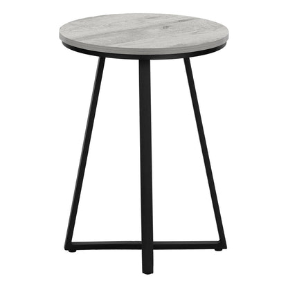22" Gray And Black Wood And Iron Round Cross Legs End Table