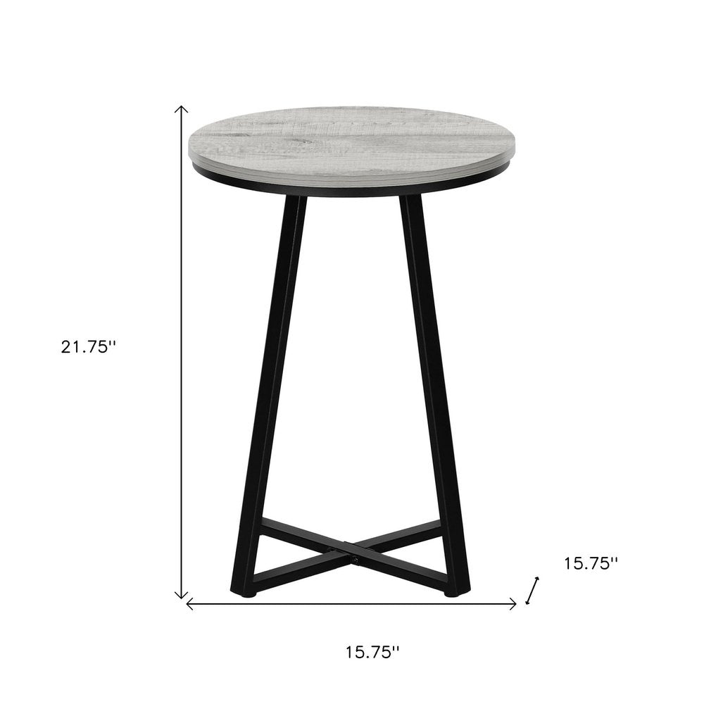 22" Black And Gray Round End Table HomeRoots