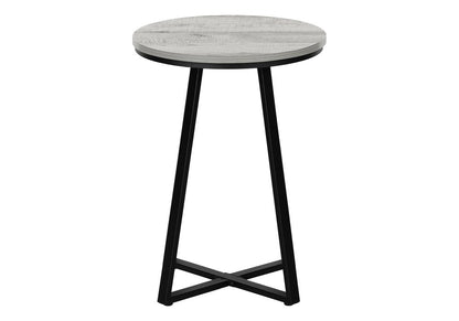 22" Gray And Black Wood And Iron Round Cross Legs End Table