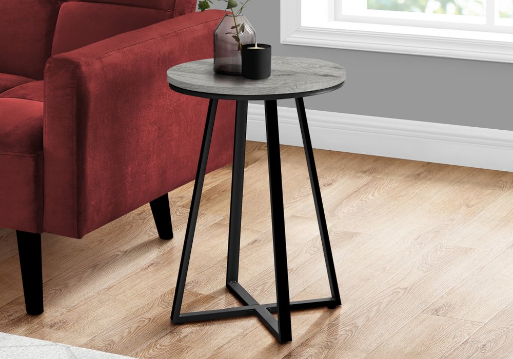 22" Black And Gray Round End Table — view 3