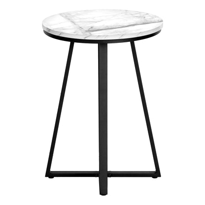 22" Black And White Round End Table