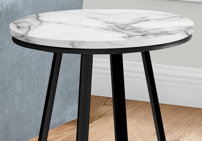 22" Black And White Round End Table