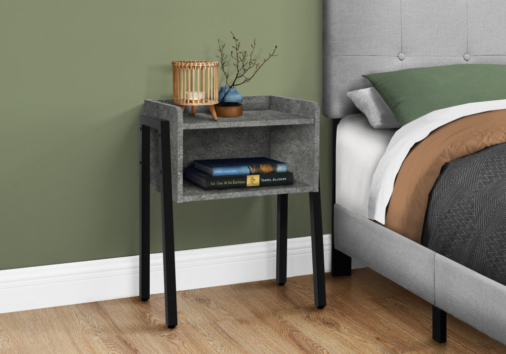 23" Black And Gray End Table With Shelf