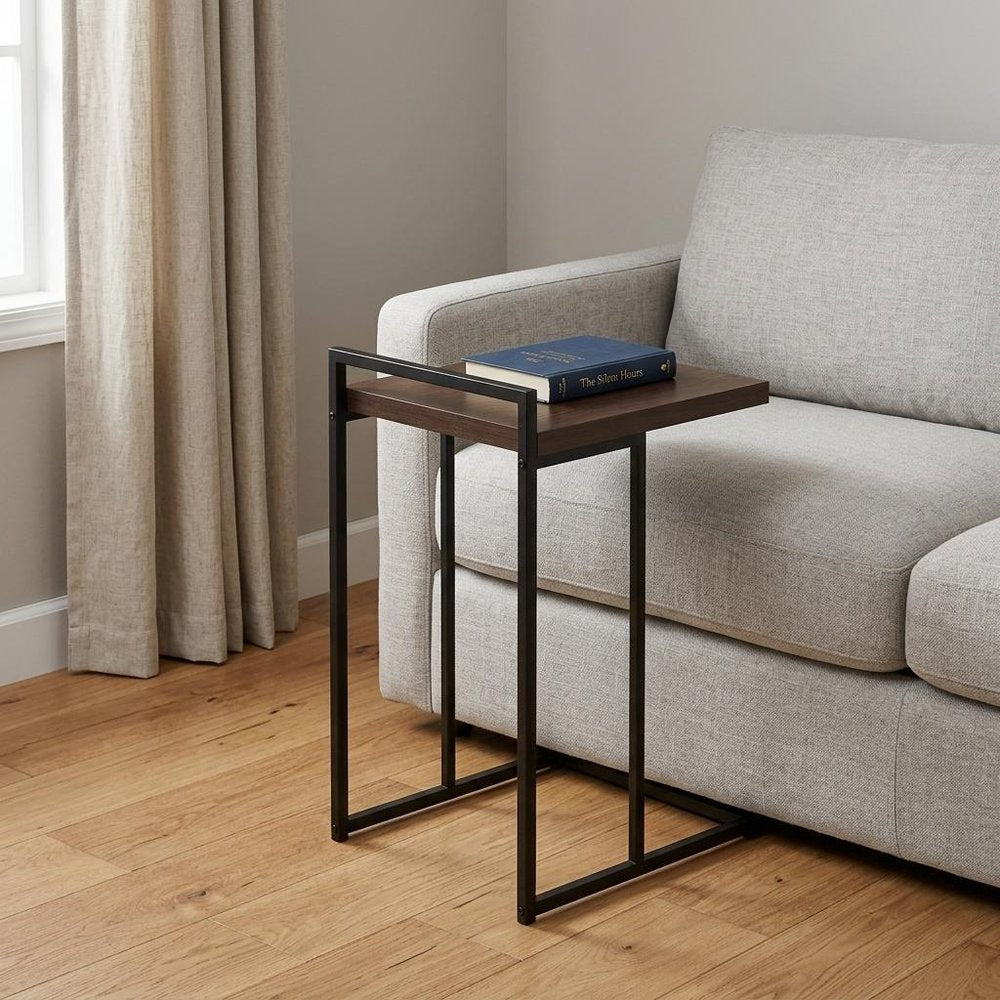 27" Espresso and Black Wood and Iron End Table — view 1