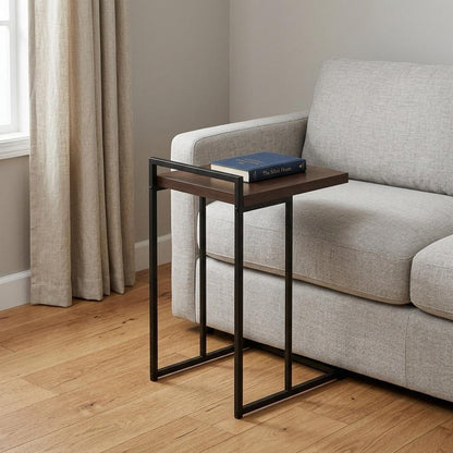 27" Espresso and Black Wood and Iron End Table HomeRoots