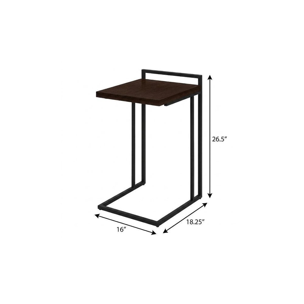 27" Espresso and Black Wood and Iron End Table — view 12