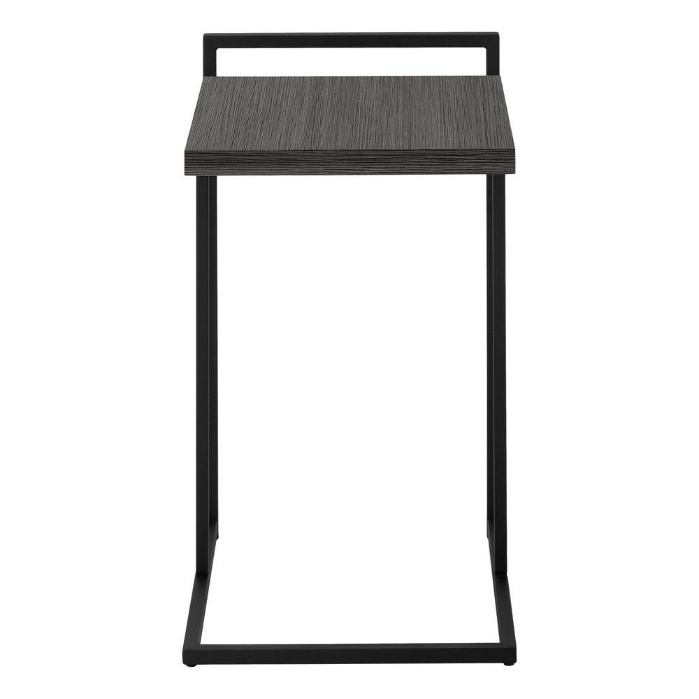 27" Gray and Black Distressed Reclaimed Wood and Iron End Table — view 4