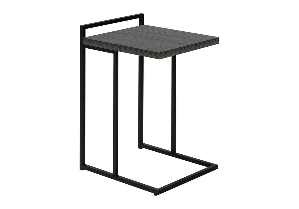 27" Gray and Black Distressed Reclaimed Wood and Iron End Table — view 5