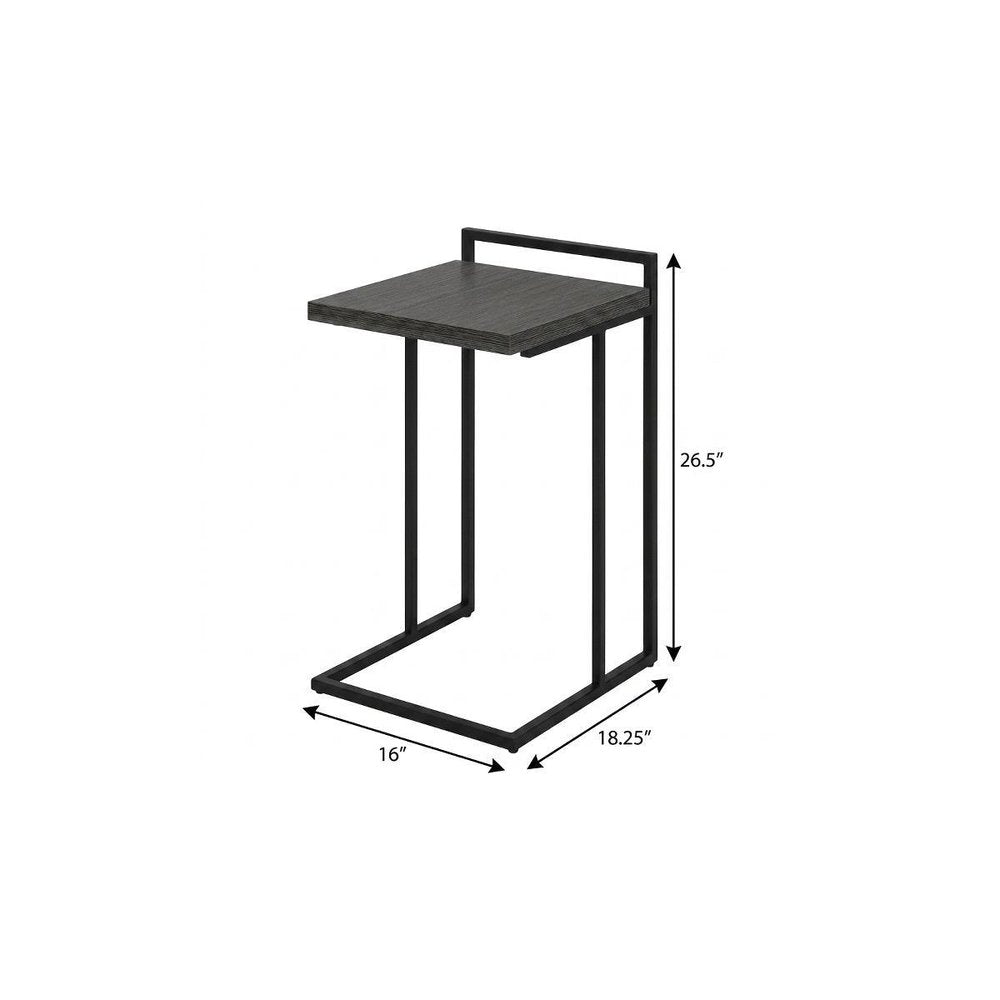 27" Gray and Black Distressed Reclaimed Wood and Iron End Table — view 11