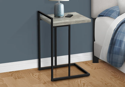 27" Gray and Black Distressed Reclaimed Wood and Iron End Table HomeRoots