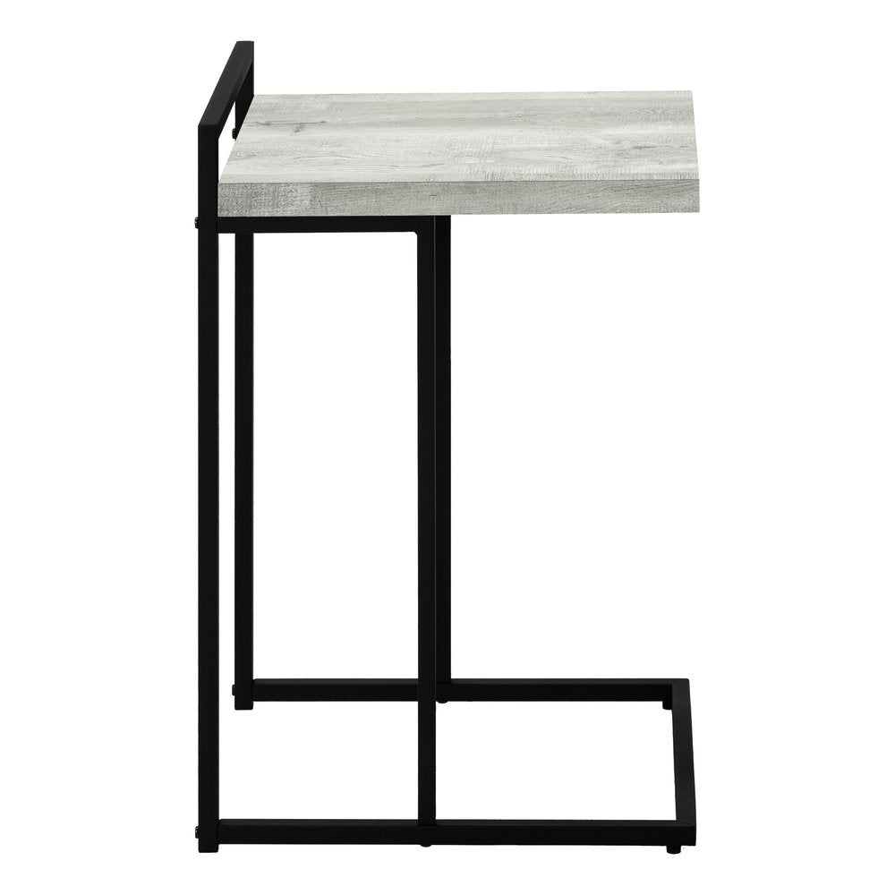 27" Gray and Black Distressed Reclaimed Wood and Iron End Table — view 12