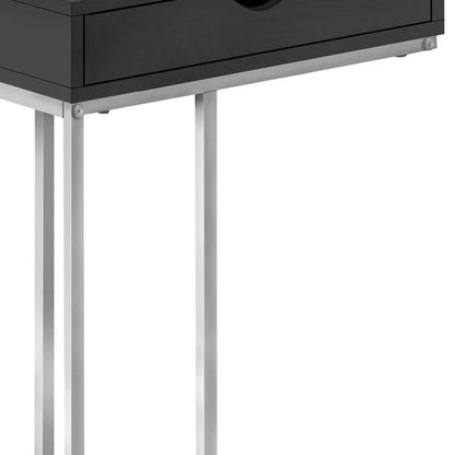 24" Black and Silver Laminate and Iron End Table With Drawer HomeRoots