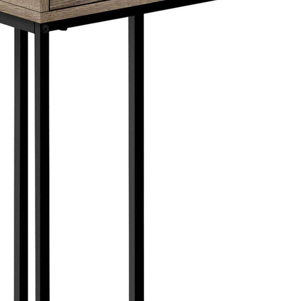 24" Black and Silver Laminate and Iron End Table With Drawer — view 9