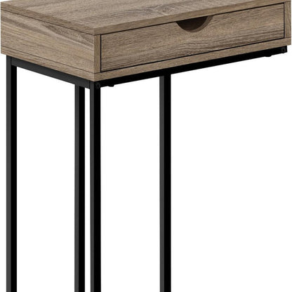 24" Black and Silver Laminate and Iron End Table With Drawer HomeRoots