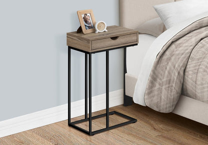24" Black and Silver Laminate and Iron End Table With Drawer HomeRoots