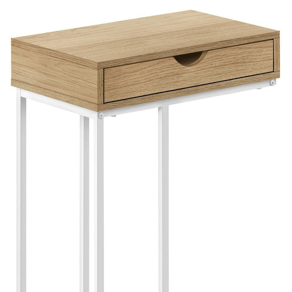 24" Black and Silver Laminate and Iron End Table With Drawer HomeRoots
