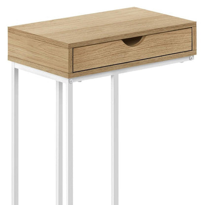 24" Black and Silver Laminate and Iron End Table With Drawer HomeRoots