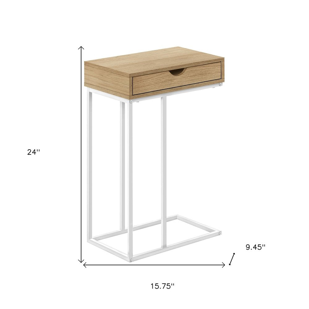 24" Black and Silver Laminate and Iron End Table With Drawer HomeRoots
