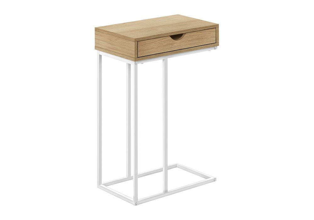 24" Black and Silver Laminate and Iron End Table With Drawer HomeRoots