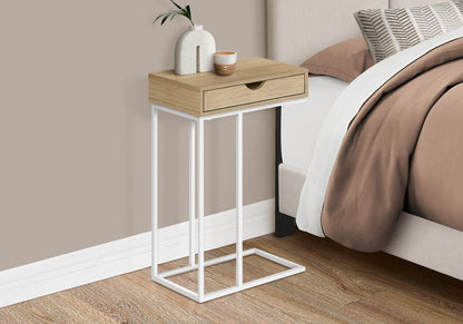 24" Black and Silver Laminate and Iron End Table With Drawer HomeRoots