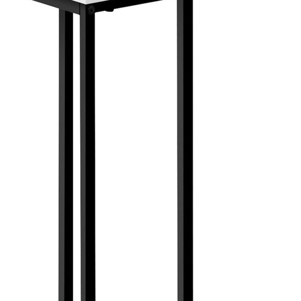 24" Black and Silver Laminate and Iron End Table With Drawer HomeRoots