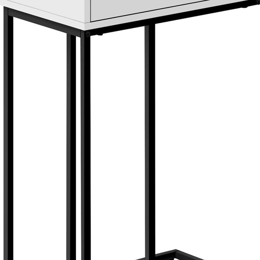 24" Black and Silver Laminate and Iron End Table With Drawer — view 21