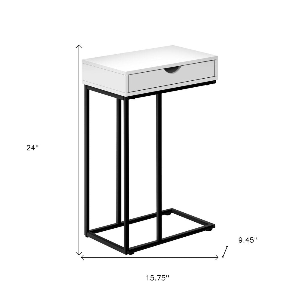 24" Black and Silver Laminate and Iron End Table With Drawer HomeRoots