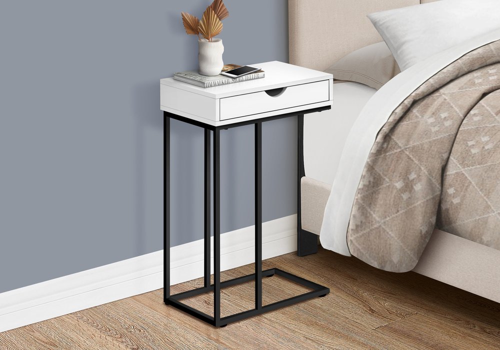 24" Black and Silver Laminate and Iron End Table With Drawer — view 23