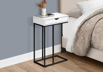 24" Black and Silver Laminate and Iron End Table With Drawer HomeRoots