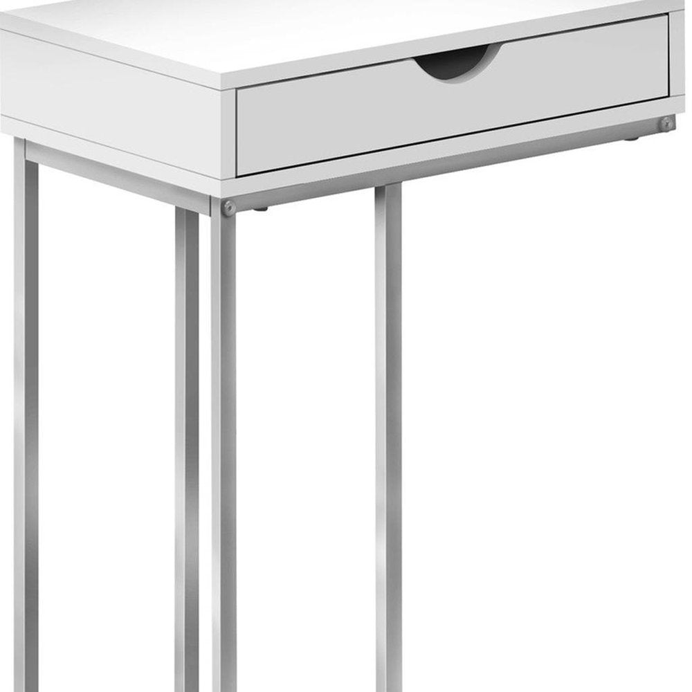 24" Black and Silver Laminate and Iron End Table With Drawer HomeRoots