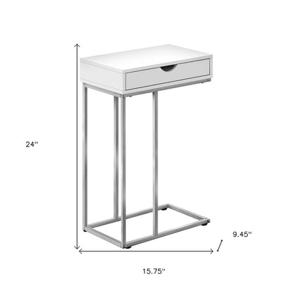 24" Black and Silver Laminate and Iron End Table With Drawer HomeRoots