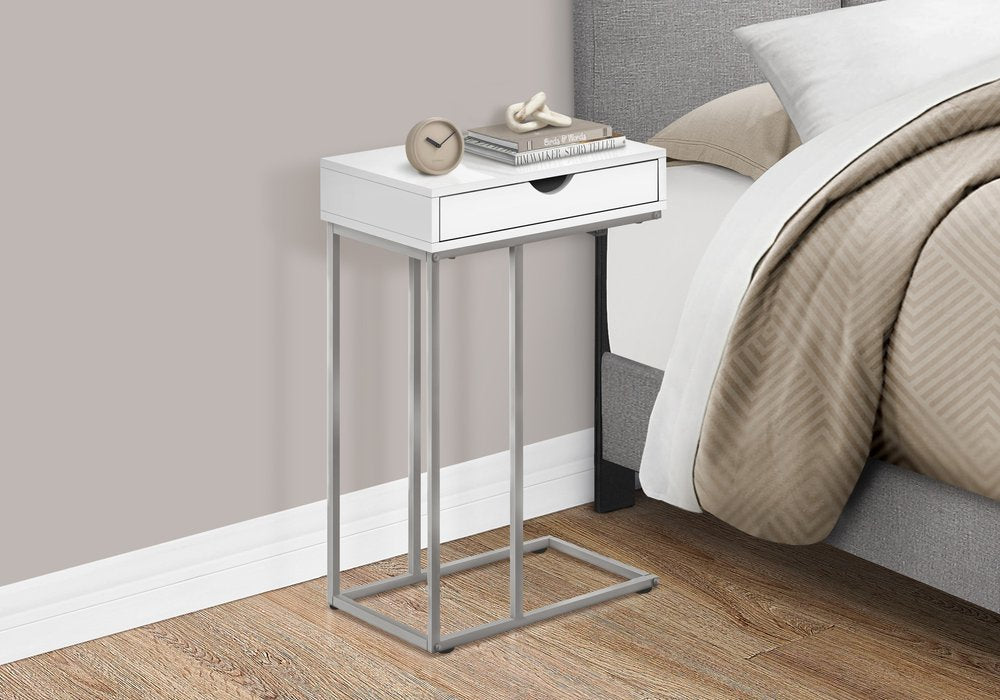 24" Black and Silver Laminate and Iron End Table With Drawer — view 29