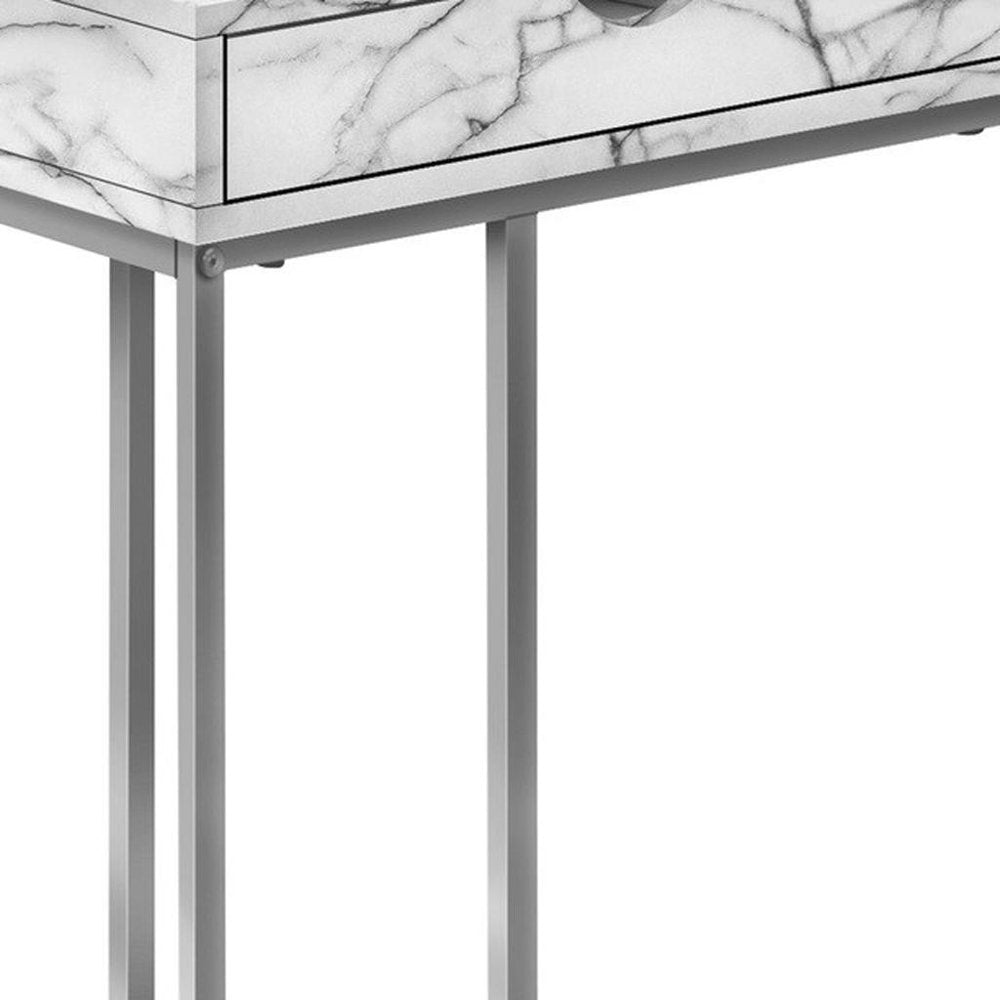 24" Black and Silver Laminate and Iron End Table With Drawer HomeRoots