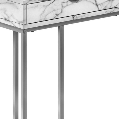 24" Black and Silver Laminate and Iron End Table With Drawer HomeRoots