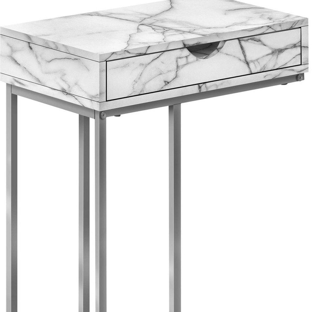 24" Black and Silver Laminate and Iron End Table With Drawer HomeRoots