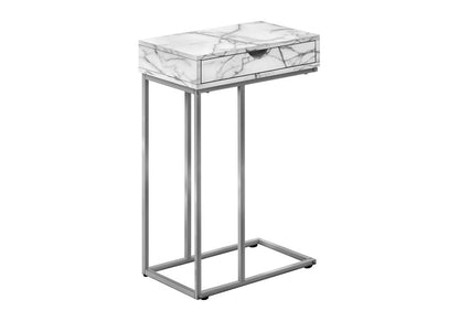 24" Black and Silver Laminate and Iron End Table With Drawer HomeRoots