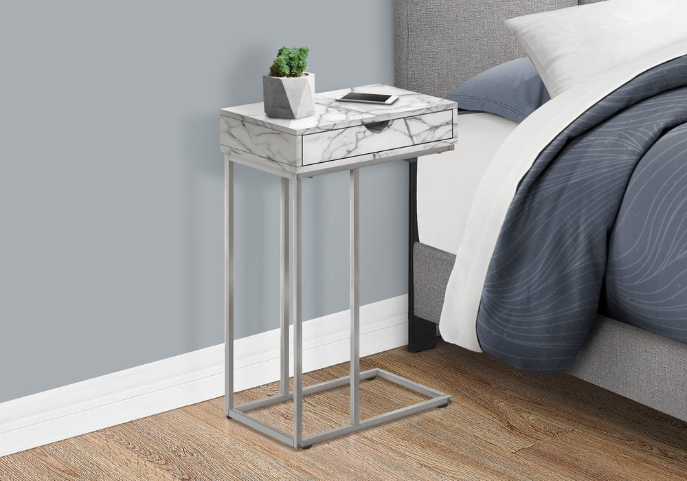 24" Black and Silver Laminate and Iron End Table With Drawer — view 35