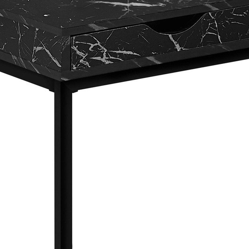 25" Brown and Black Faux Wood and Iron End Table With Drawer HomeRoots