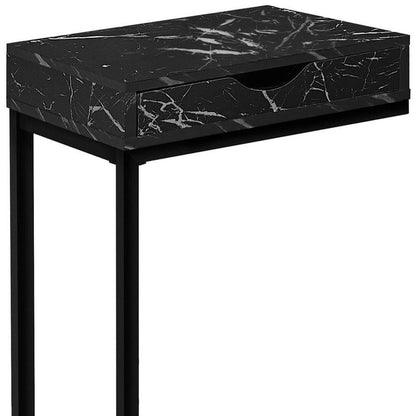 25" Brown and Black Faux Wood and Iron End Table With Drawer HomeRoots