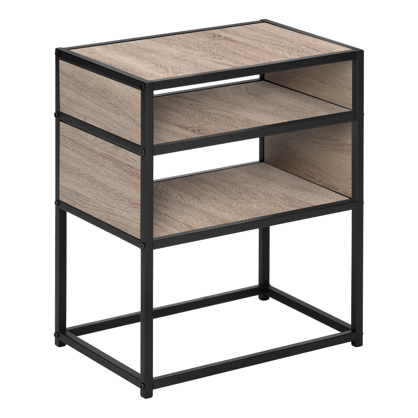 22" Black And Deep Taupe End Table With Two Shelves - FurniFindUSA