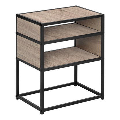 22" Black And Deep Taupe End Table With Two Shelves - FurniFindUSA